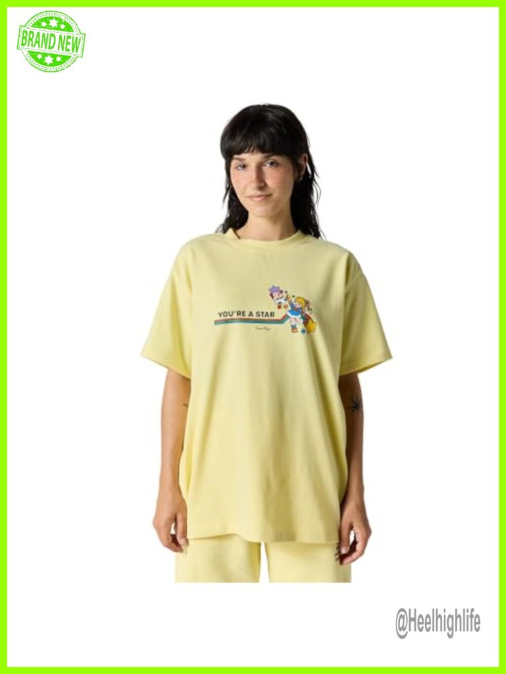 Oversized Crewneck Tee Rainbow Brite Collaboration Heavyweight Cotton